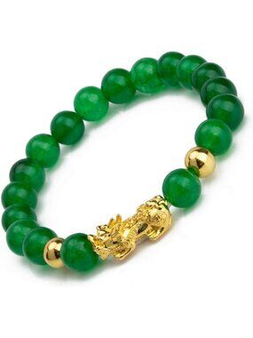 Feng Shui Prosperity Jade & Black Obsidian Wealth Bracelet for Good Luck